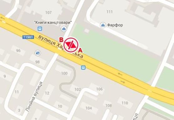 Схема рекламной плоскости по адресу Харьковская ул. - Линейная ул.