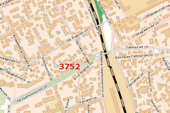 Схема рекламной плоскости по адресу Крушельницької вул., 11 - Чехова вул.