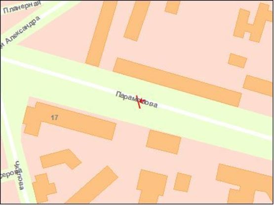 Схема рекламной плоскости по адресу вул.Комарова - вул.Парамонова, напрямок руху від вул.Комарова пожарка слева (в город)