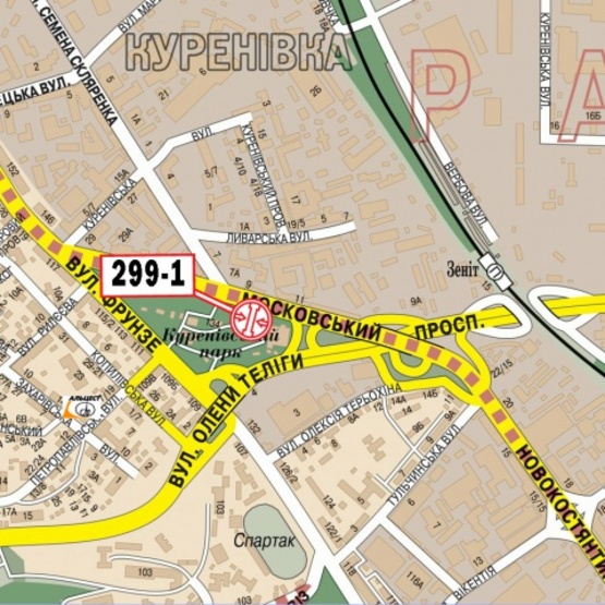 Схема рекламної площини за адресою Бандери С. просп. (концерт-холл FREEDOM, БЦ "Форум Парк Плаза", Надра Банк, Альфа Банк в напр.Новоконстантиновской)