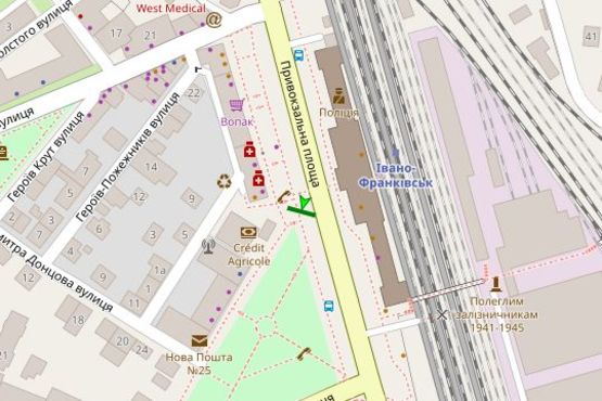 Схема рекламной плоскости по адресу Привокзальна пл.