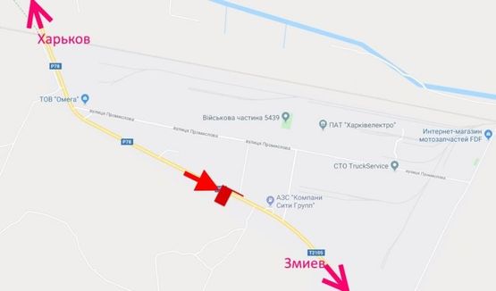 Схема рекламної площини за адресою пос. Васищево- в р-не ул Промышленная-возле АЗС ОВИС - в ст. Змиева -верх