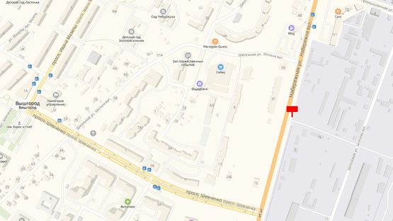 Схема рекламної площини за адресою Ул. Набережная, за 40 м. до Поворота на Деревянный рынок