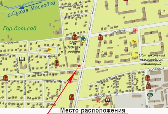 Схема рекламної площини за адресою Уральская -  8 Марта (пр-т Моторостроителей)