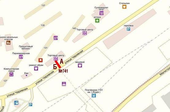 Схема рекламной плоскости по адресу Чаривная 145 (рынок)