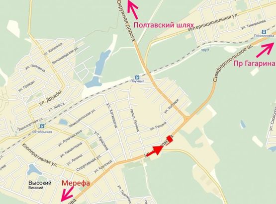 Схема рекламной плоскости по адресу Симферопольское шоссе-пос. Высокий-пост ГАИ-флажок №1  (въезд в город)