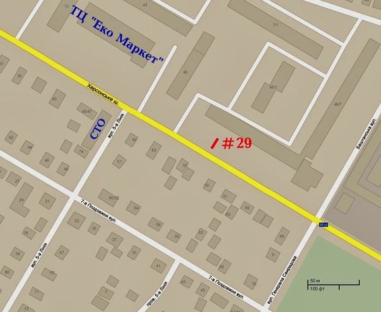 Схема рекламной плоскости по адресу Херсонское шоссе - ул.Генерала Свиридова, Выезд из города, стБ