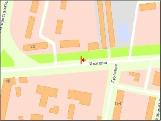 Схема рекламной плоскости по адресу вул.Іванова, СК «Стріла» - (дорога от аеропорта), ст.А