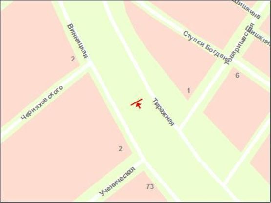 Схема рекламной плоскости по адресу вул.Тиражна -АЗС  (вул.Товариська), ст.Б