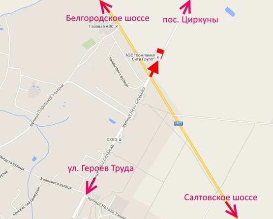 Схема рекламної площини за адресою ул. Леся Сердюка -окружная дорога-флажок №2 выезд из города в ст пос. Циркуны