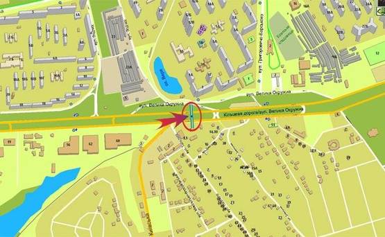 Схема рекламной плоскости по адресу Окружная/пов на Вишневое/Фоззи на Одесскую пл.правый