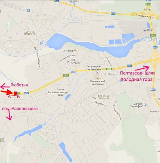 Схема рекламной плоскости по адресу Эстакада-пос.Песочин-въезд в город со ст.трассы Киев-Харьков-Довжанский