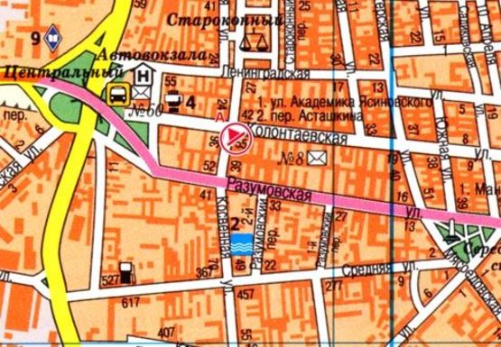 Схема рекламної площини за адресою Колонтаевская ул., 55 - Косвенная ул.