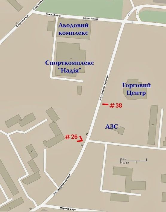 Схема рекламной плоскости по адресу Генер Карпенко-АЗС Новый, под 90 град., стБ