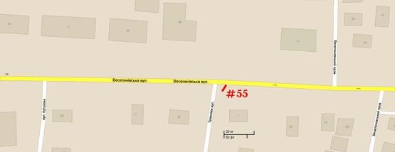 Схема рекламной плоскости по адресу Въезд с Одесского шоссе, Варваровка (Веселиновская_ул.Майская), стА Въезд в город