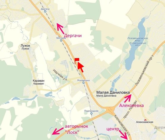 Схема рекламной плоскости по адресу Малая Даниловка-коттеджный поселок" Поле чудес"-в ст. Дергачей-верх-этажерка №2