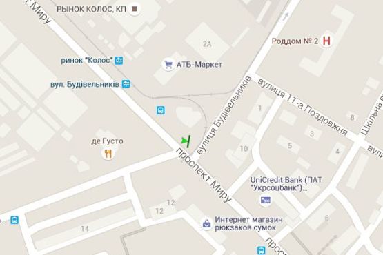 Схема рекламної площини за адресою Миру просп. - Будівельників вул., (№2) (призма)