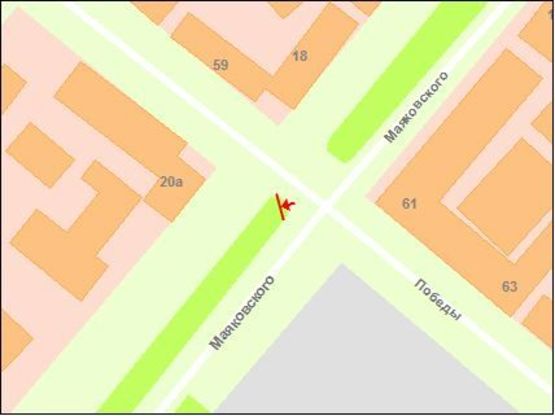 Схема рекламной плоскости по адресу вул.Перемоги - вул.Маяковського,банк, нижня площина