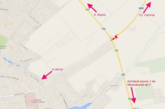 Схема рекламної площини за адресою Салтовское шоссе -развязка с окружной-4- выезд из города в ст. Ст. Салтова