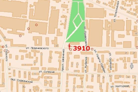 Схема рекламной плоскости по адресу Леваневського вул. - Шевченка просп.