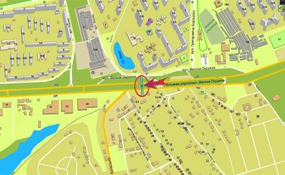 Схема рекламной плоскости по адресу Окружная/пов.на Вишневое/Фоззи на пр.Победы левый