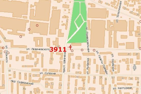 Схема рекламної площини за адресою Леваневського вул. - Шевченка просп.