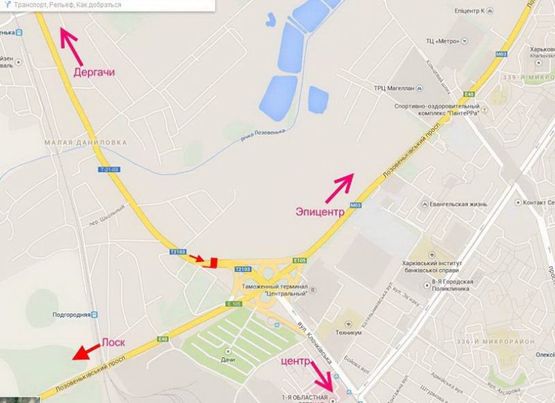 Схема рекламної площини за адресою Клочковская -развязка с окружной-флажок№3 въезд в Харьков  со ст. Дергачей