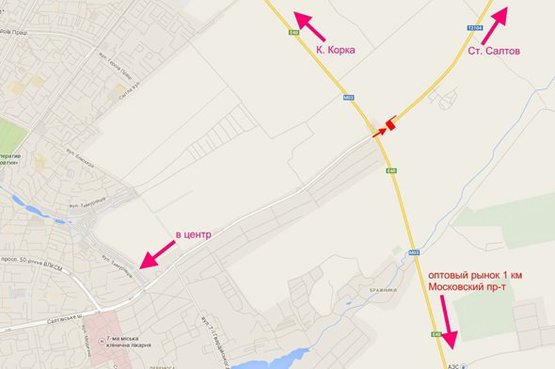 Схема рекламної площини за адресою Салтовское шоссе -развязка с окружной- выезд из города в ст. Ст. Салтова