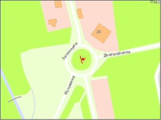 Схема рекламной плоскости по адресу вул.Істоміна - вул.Гладкова (коло), обличчям на вул.Істоміна