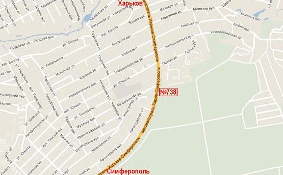 Схема рекламной плоскости по адресу Симферопольская тр._ул.Музыкальная