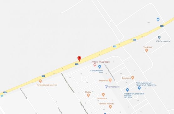 Схема рекламной плоскости по адресу Святопетрівське, ул.Белогородская, напротив  Петровского Квартала