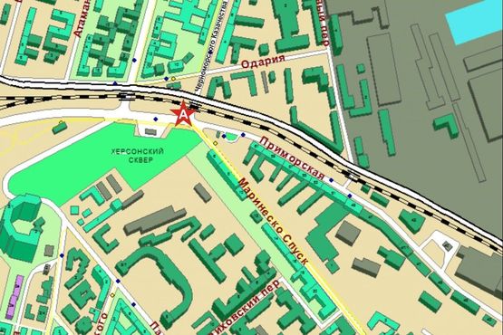 Схема рекламної площини за адресою ул. Спуск Маринеско / ул. Черноморского Казачества