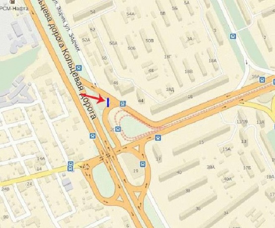 Схема рекламной плоскости по адресу Зодчих ул., напротив д.№44, возле пр-та 50-летия Октября