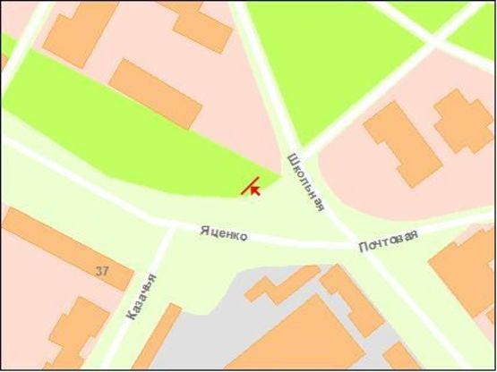 Схема рекламной плоскости по адресу вул.Козача -вул.Шкільна