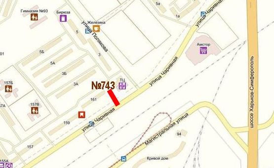 Схема рекламной плоскости по адресу Чаривная 163-Полякова