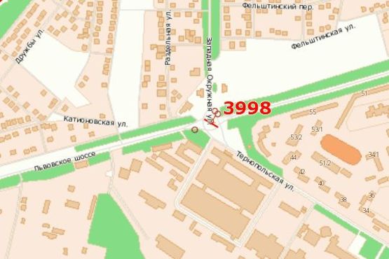 Схема рекламної площини за адресою Львівське шосе - Західна Окружна вул. (від Гречан)