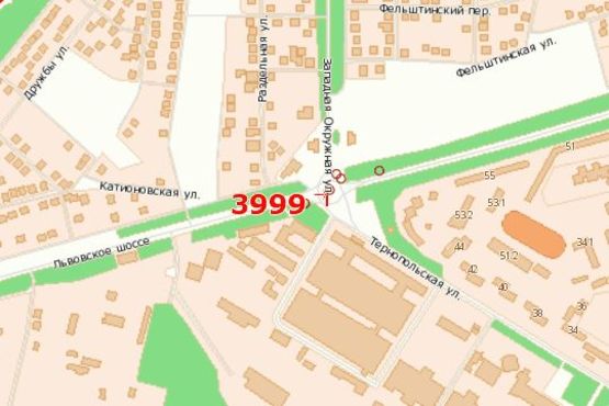 Схема рекламной плоскости по адресу Львівське шосе - Західна Окружна вул. (від Львова)