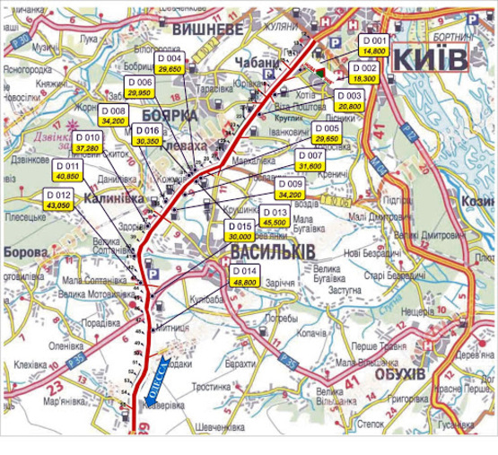 Схема рекламной плоскости по адресу трасса Киев-Одесса_км 37+280_правый // в Киев
