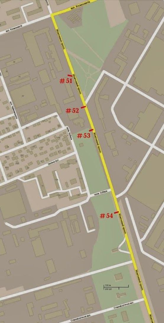 Схема рекламной плоскости по адресу пр.Богоявленский, 43А (Проходная Института Имульсн. техн), Г-образный щит над дорогой, стА