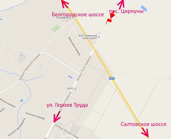 Схема рекламної площини за адресою ул. Леся Сердюка -окружная дорога-1- въезд в город со ст пос. Циркуны-верх