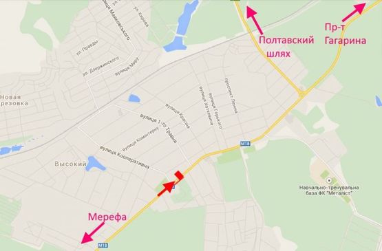 Схема рекламной плоскости по адресу Симферопольское шоссе-пос. Высокий- (въезд в город)