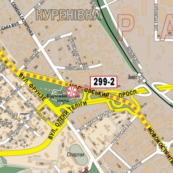 Схема рекламной плоскости по адресу Бандери С. просп. (концерт-холл FREEDOM, БЦ "Форум Парк Плаза", Надра Банк, Альфа Банк, в направ. ул. С.Скляренко)