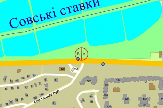 Схема рекламной плоскости по адресу Валерия Лобановского (Краснозвездный) проспект (ост.авт."Мыстецька")