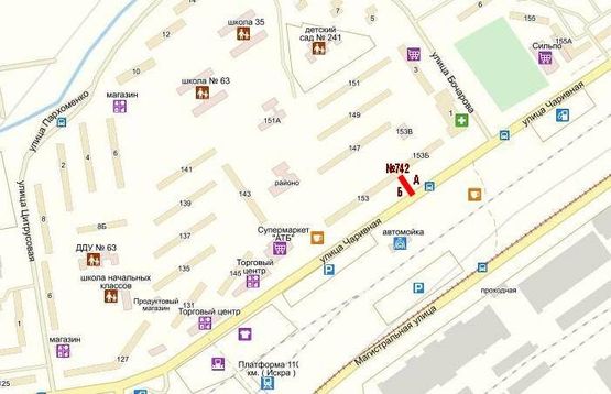 Схема рекламной плоскости по адресу Чаривная 153-Бочарова