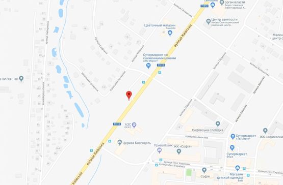 Схема рекламної площини за адресою Софіївська Борщагівка, ул.Киевская, напротив ЖК София, возле мойки машин