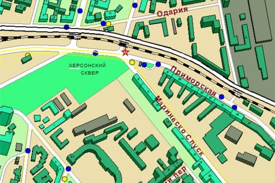 Схема рекламної площини за адресою ул. Приморская / спуск Маринеско №1