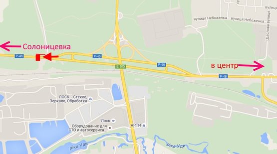 Схема рекламної площини за адресою ул.Залютинская -развязка с окружной - флажок№1-выезд из города в ст. Солоницевки