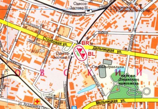 Схема рекламной плоскости по адресу Столбовая ул. - Дальницкая ул.