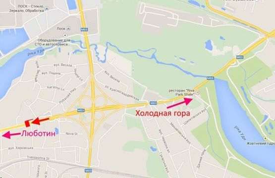 Схема рекламної площини за адресою Полтавский шлях-въезд Котовского-флажок№2,из центра