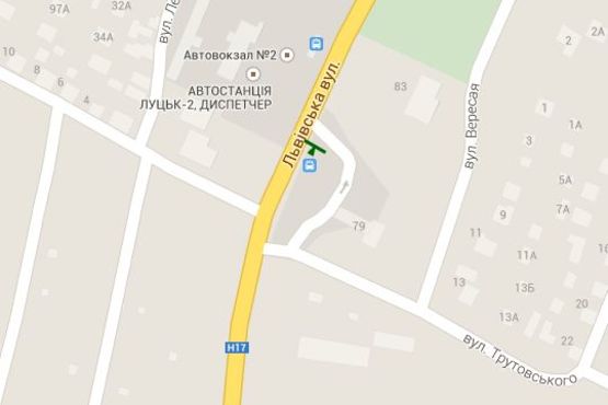 Схема рекламной плоскости по адресу Львівська вул., 79 - Трутовського вул. (в центр)